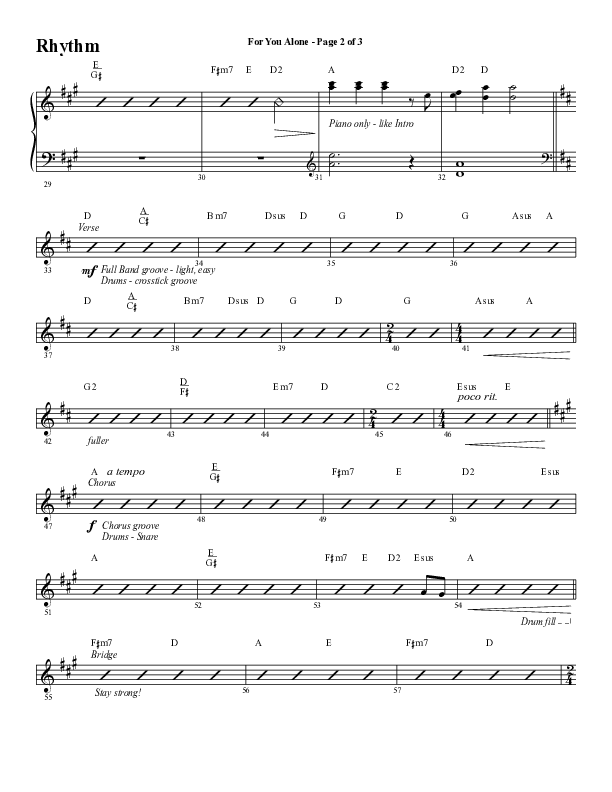 For You Alone (Choral Anthem SATB) Rhythm Chart (Word Music Choral / Arr. David Wise / Arr. David Shipps)