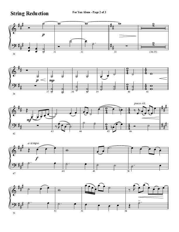 For You Alone (Choral Anthem SATB) String Reduction (Word Music Choral / Arr. David Wise / Arr. David Shipps)