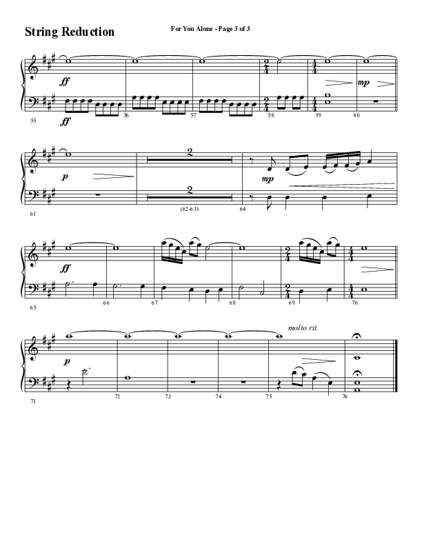 For You Alone (Choral Anthem SATB) String Reduction (Word Music Choral / Arr. David Wise / Arr. David Shipps)