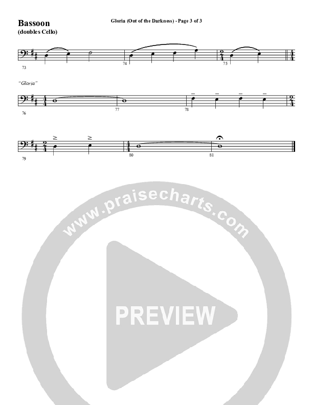 Gloria (Out Of The Darkness) (Choral Anthem SATB) Bassoon (Word Music Choral / Arr. Cliff Duren)