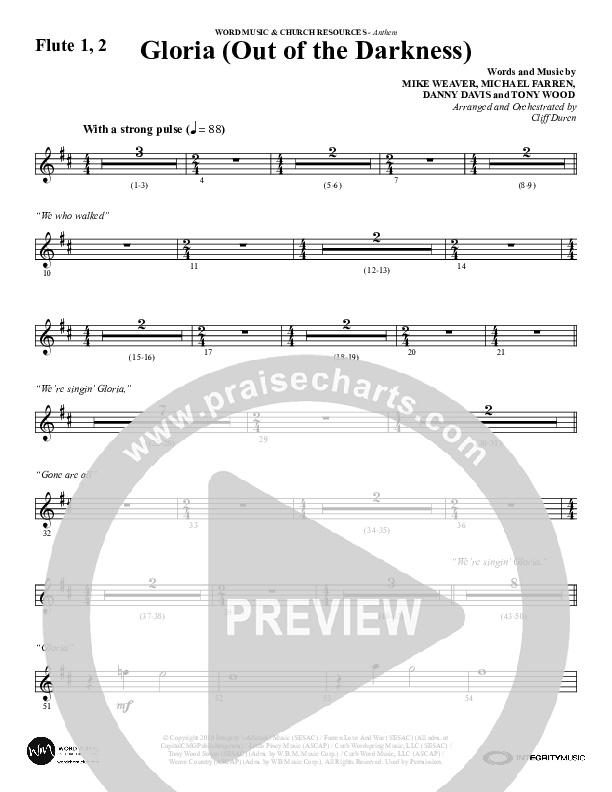 Gloria (Out Of The Darkness) (Choral Anthem SATB) Flute 1/2 (Word Music Choral / Arr. Cliff Duren)