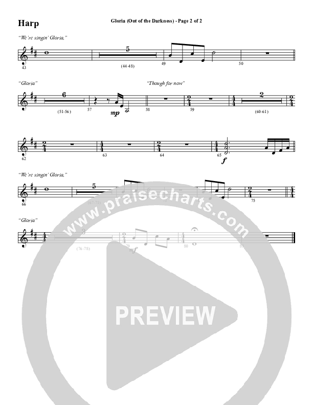 Gloria (Out Of The Darkness) (Choral Anthem SATB) Harp (Word Music Choral / Arr. Cliff Duren)