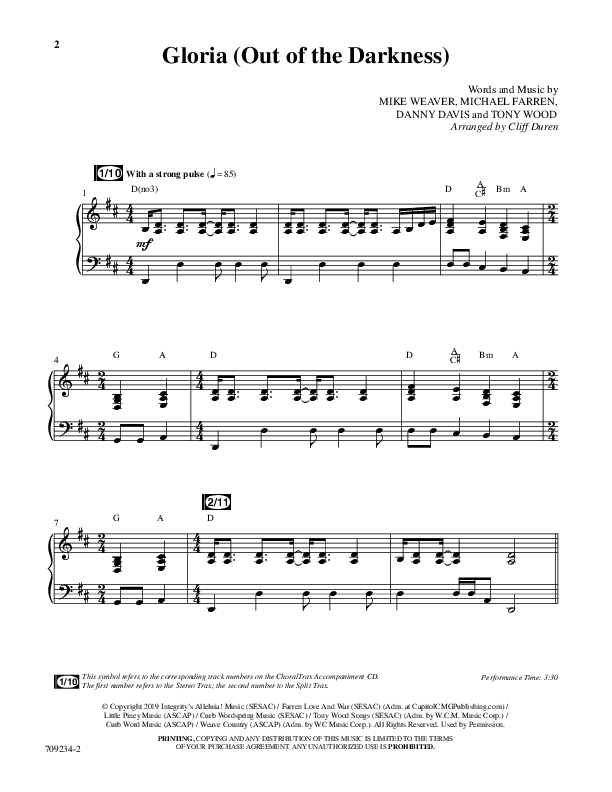 Gloria (Out Of The Darkness) (Choral Anthem SATB) Anthem (SATB/Piano) (Word Music Choral / Arr. Cliff Duren)
