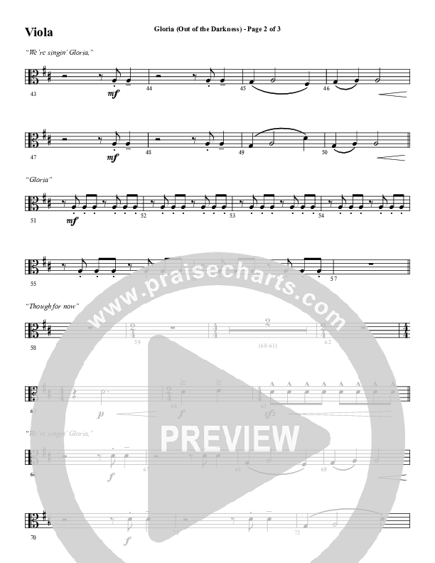 Gloria (Out Of The Darkness) (Choral Anthem SATB) Viola (Word Music Choral / Arr. Cliff Duren)