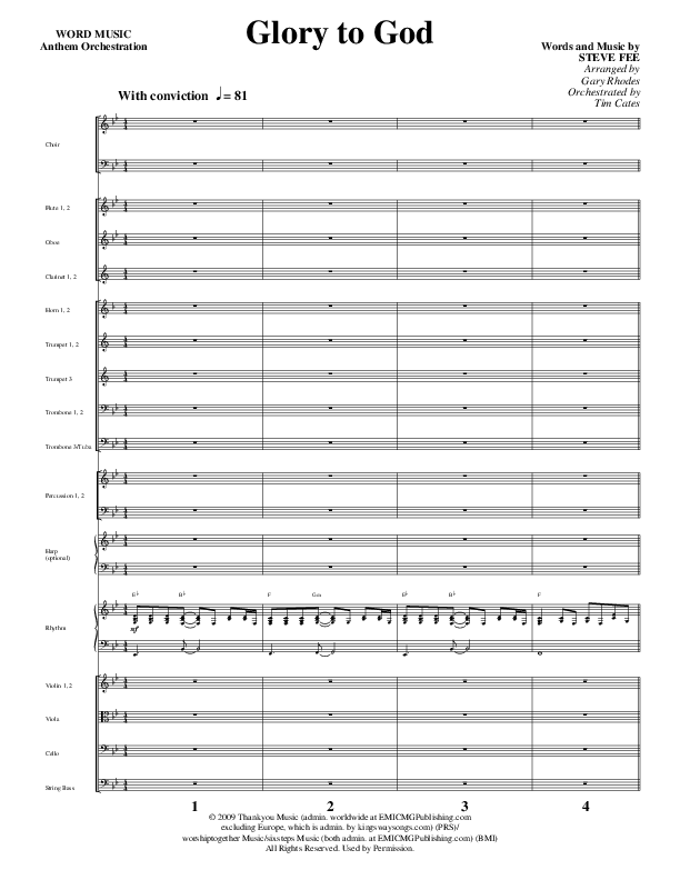 Glory To God Forever (Choral Anthem SATB) Orchestration (Word Music Choral / Arr. Gary Rhodes / Orch. Tim Cates)