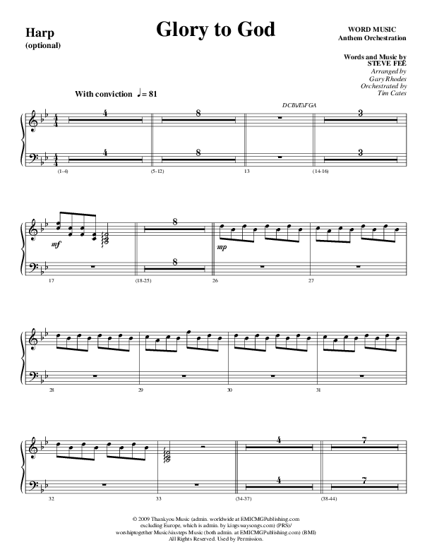 Glory To God Forever (Choral Anthem SATB) Harp (Word Music Choral / Arr. Gary Rhodes / Orch. Tim Cates)