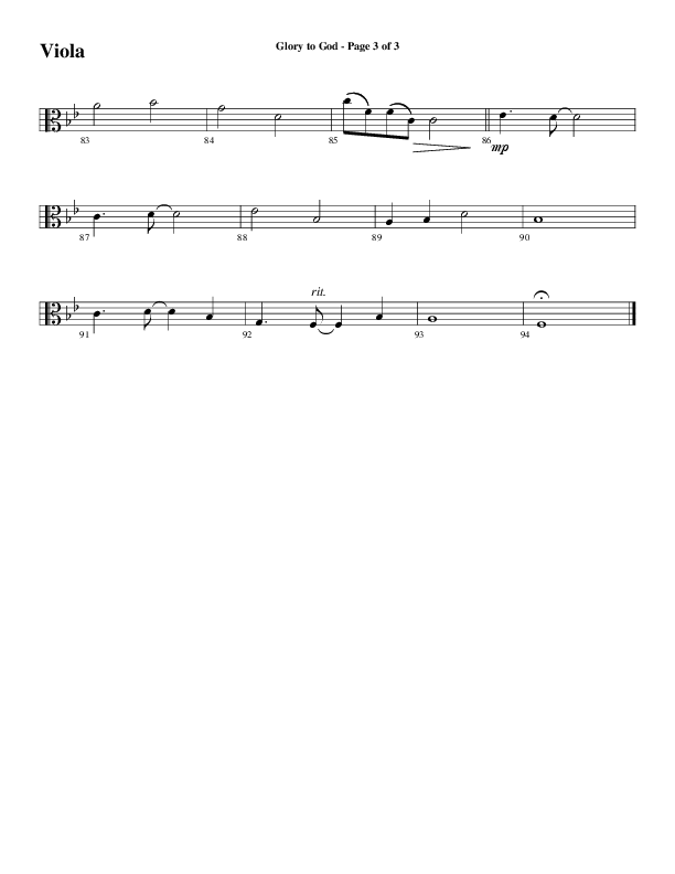 Glory To God Forever (Choral Anthem SATB) Viola (Word Music Choral / Arr. Gary Rhodes / Orch. Tim Cates)