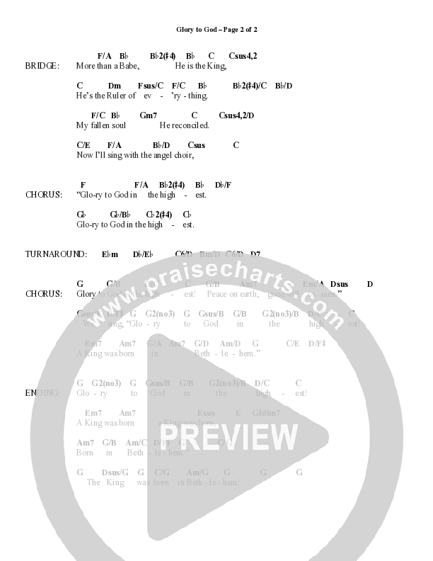 Glory To God (Choral Anthem SATB) Chord Chart (Word Music Choral / Arr. Marty Hamby)