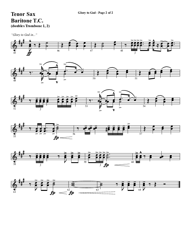 Glory To God (Choral Anthem SATB) Tenor Sax/Baritone T.C. (Word Music Choral / Arr. Marty Hamby)