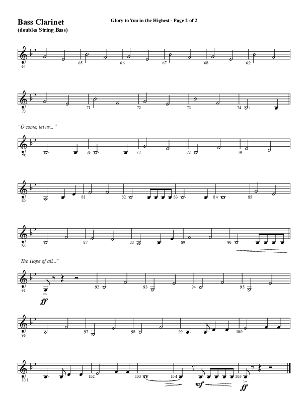 Glory To You In The Highest (O Come Let Us Adore) (Choral Anthem SATB) Bass Clarinet (Word Music Choral / Arr. Travis Cottrell)