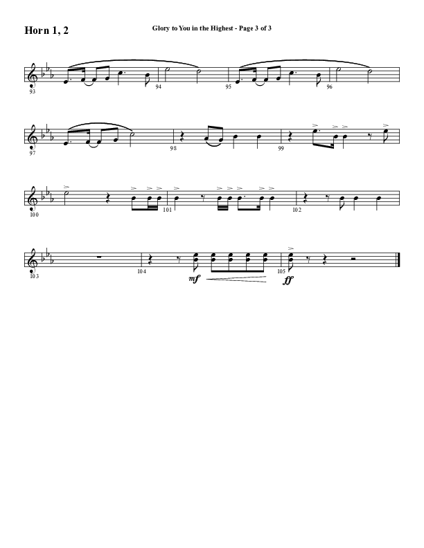 Glory To You In The Highest (O Come Let Us Adore) (Choral Anthem SATB) French Horn 1/2 (Word Music Choral / Arr. Travis Cottrell)