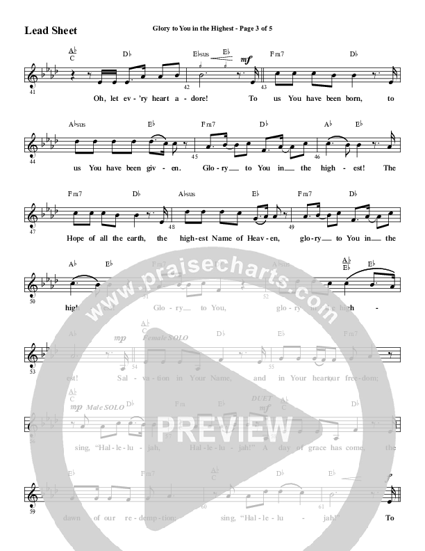 Glory To You In The Highest (O Come Let Us Adore) (Choral Anthem SATB) Lead Sheet (Melody) (Word Music Choral / Arr. Travis Cottrell)