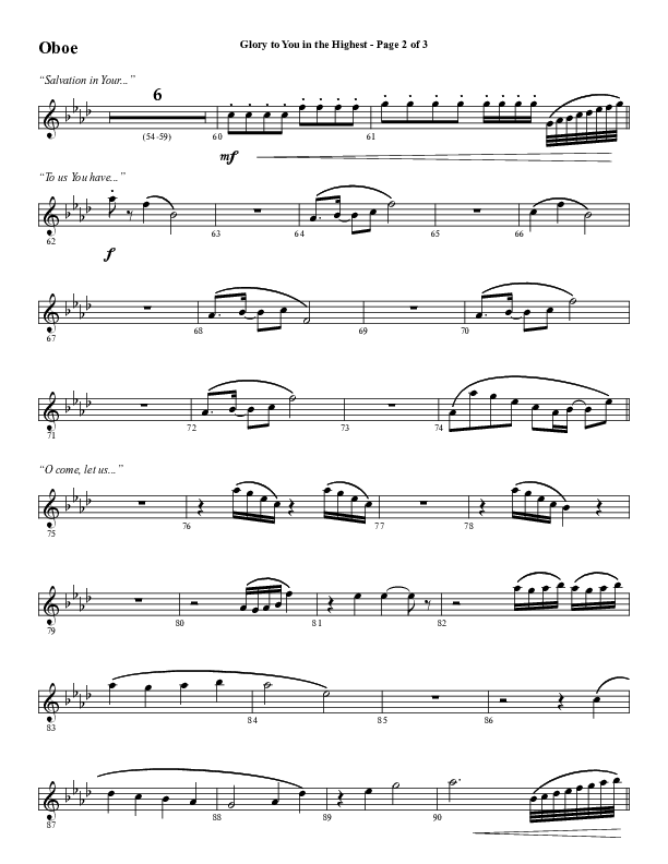 Glory To You In The Highest (O Come Let Us Adore) (Choral Anthem SATB) Oboe (Word Music Choral / Arr. Travis Cottrell)