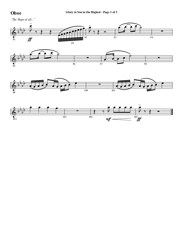 Glory To You In The Highest (O Come Let Us Adore) (Choral Anthem SATB) Oboe (Word Music Choral / Arr. Travis Cottrell)