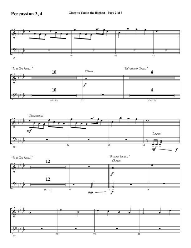 Glory To You In The Highest (O Come Let Us Adore) (Choral Anthem SATB) Percussion (Word Music Choral / Arr. Travis Cottrell)