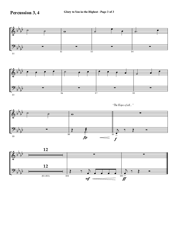 Glory To You In The Highest (O Come Let Us Adore) (Choral Anthem SATB) Percussion (Word Music Choral / Arr. Travis Cottrell)