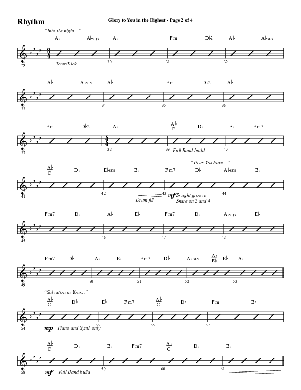 Glory To You In The Highest (O Come Let Us Adore) (Choral Anthem SATB) Rhythm Chart (Word Music Choral / Arr. Travis Cottrell)