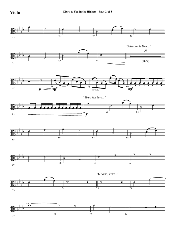 Glory To You In The Highest (O Come Let Us Adore) (Choral Anthem SATB) Viola (Word Music Choral / Arr. Travis Cottrell)