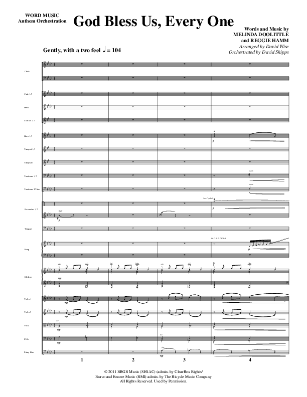 God Bless Us Every One (Choral Anthem SATB) Orchestration (Word Music Choral / Arr. David Wise / Arr. David Shipps)