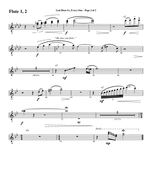 God Bless Us Every One (Choral Anthem SATB) Flute 1/2 (Word Music Choral / Arr. David Wise / Arr. David Shipps)