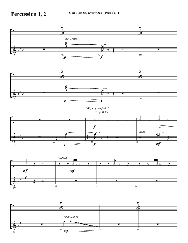 God Bless Us Every One (Choral Anthem SATB) Percussion 1/2 (Word Music Choral / Arr. David Wise / Arr. David Shipps)