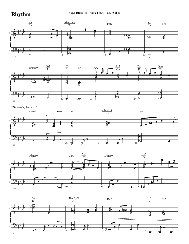 God Bless Us Every One (Choral Anthem SATB) Rhythm Chart (Word Music Choral / Arr. David Wise / Arr. David Shipps)