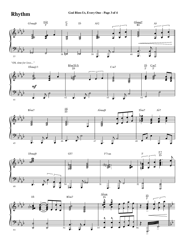 God Bless Us Every One (Choral Anthem SATB) Rhythm Chart (Word Music Choral / Arr. David Wise / Arr. David Shipps)