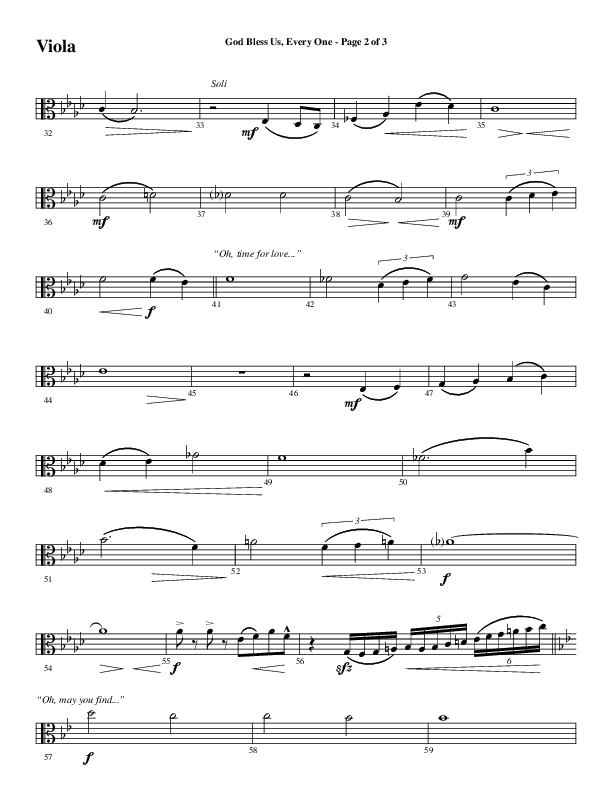 God Bless Us Every One (Choral Anthem SATB) Viola (Word Music Choral / Arr. David Wise / Arr. David Shipps)