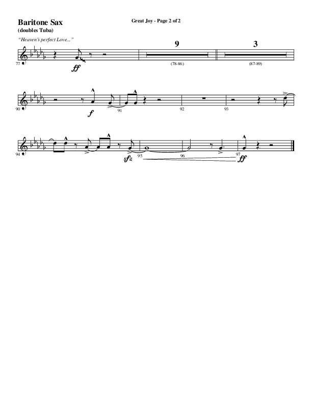 Great Joy (Choral Anthem SATB) Bari Sax (Word Music Choral / Arr. Cliff Duren)