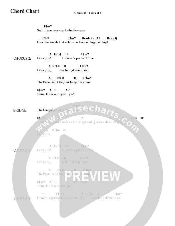 Great Joy (Choral Anthem SATB) Chord Chart (Word Music Choral / Arr. Cliff Duren)