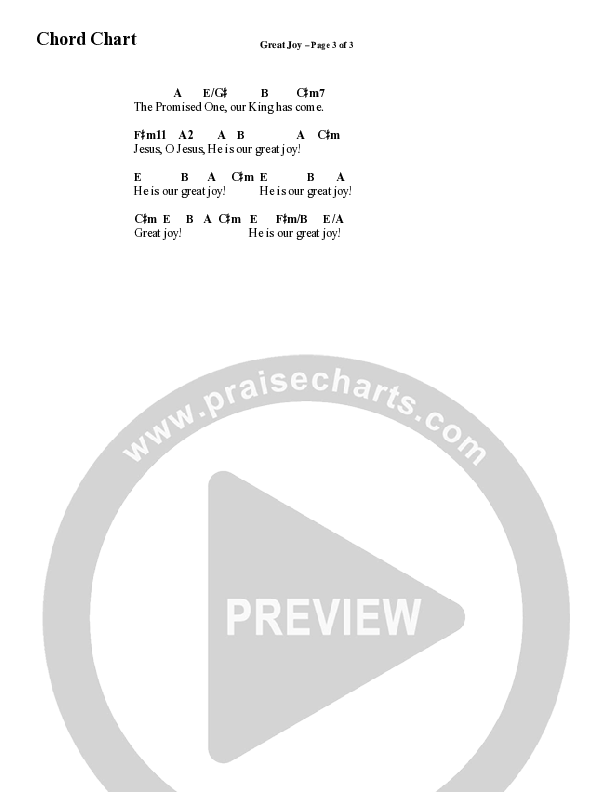 Great Joy (Choral Anthem SATB) Chord Chart (Word Music Choral / Arr. Cliff Duren)