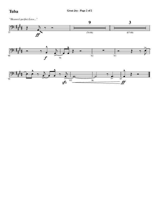 Great Joy (Choral Anthem SATB) Tuba (Word Music Choral / Arr. Cliff Duren)