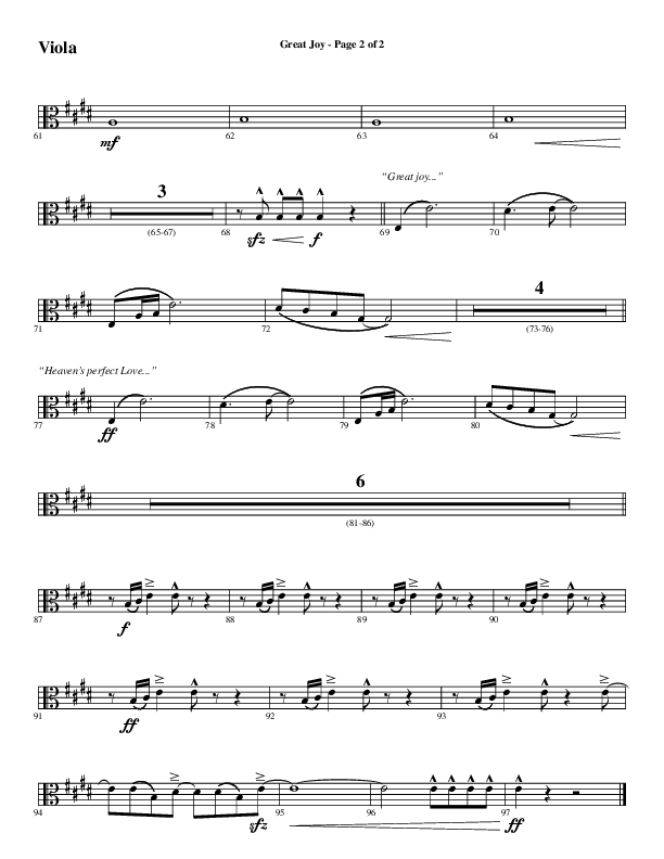 Great Joy (Choral Anthem SATB) Viola (Word Music Choral / Arr. Cliff Duren)