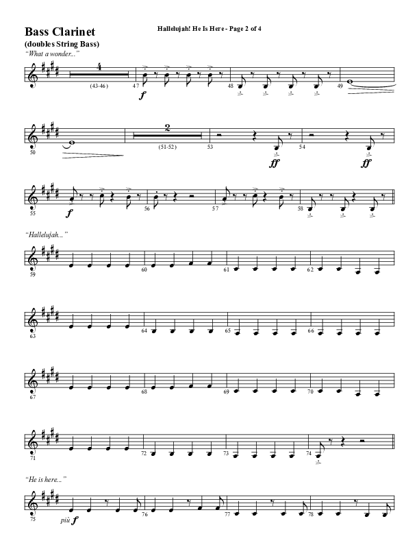 Hallelujah He Is Here (Choral Anthem SATB) Bass Clarinet (Word Music Choral / Arr. Joshua Spacht)