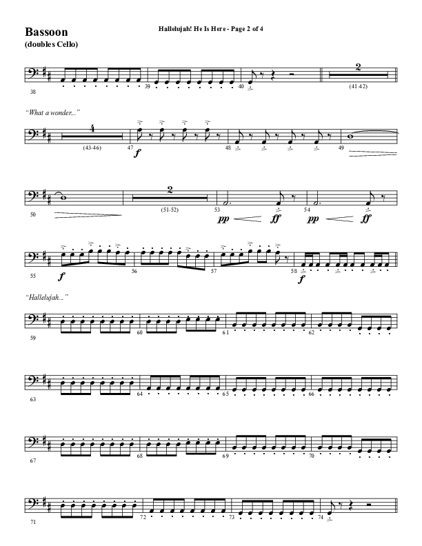 Hallelujah He Is Here (Choral Anthem SATB) Bassoon (Word Music Choral / Arr. Joshua Spacht)