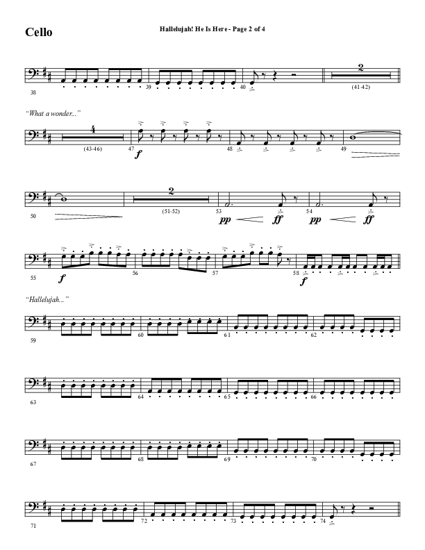 Hallelujah He Is Here (Choral Anthem SATB) Cello (Word Music Choral / Arr. Joshua Spacht)