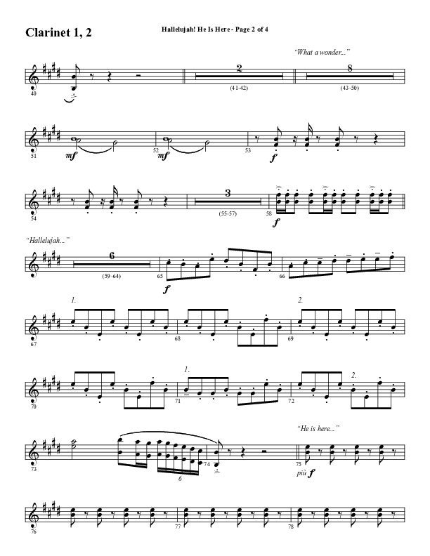 Hallelujah He Is Here (Choral Anthem SATB) Clarinet 1/2 (Word Music Choral / Arr. Joshua Spacht)