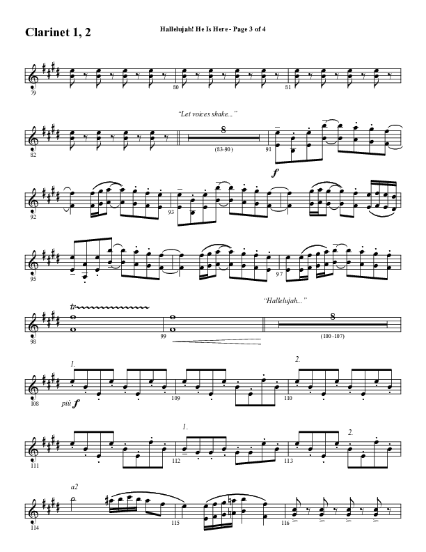 Hallelujah He Is Here (Choral Anthem SATB) Clarinet 1/2 (Word Music Choral / Arr. Joshua Spacht)