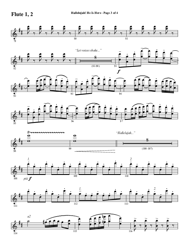 Hallelujah He Is Here (Choral Anthem SATB) Flute 1/2 (Word Music Choral / Arr. Joshua Spacht)