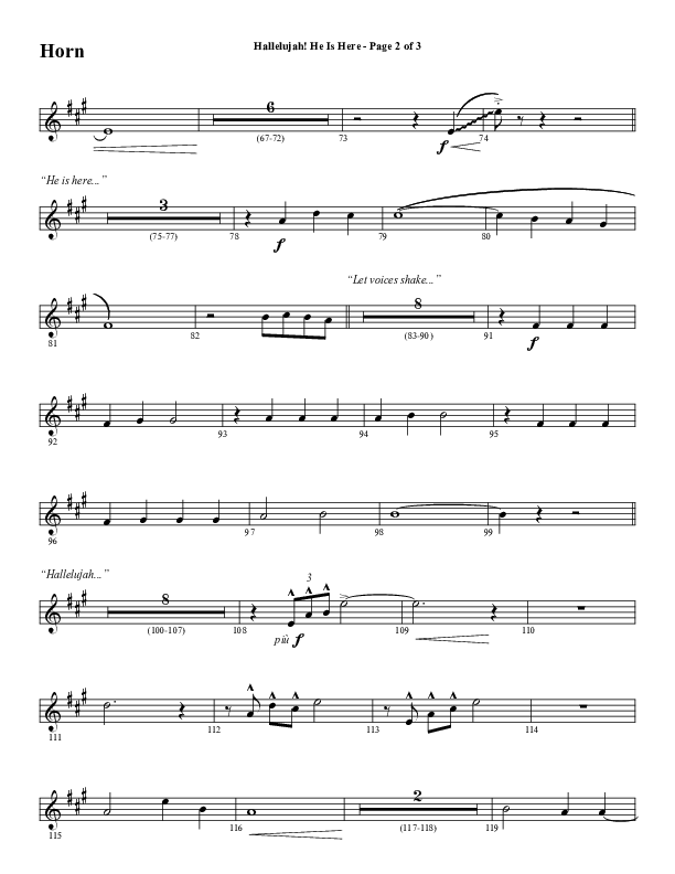 Hallelujah He Is Here (Choral Anthem SATB) French Horn 1/2 (Word Music Choral / Arr. Joshua Spacht)