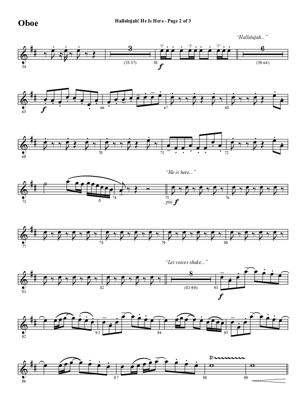 Hallelujah He Is Here (Choral Anthem SATB) Oboe (Word Music Choral / Arr. Joshua Spacht)