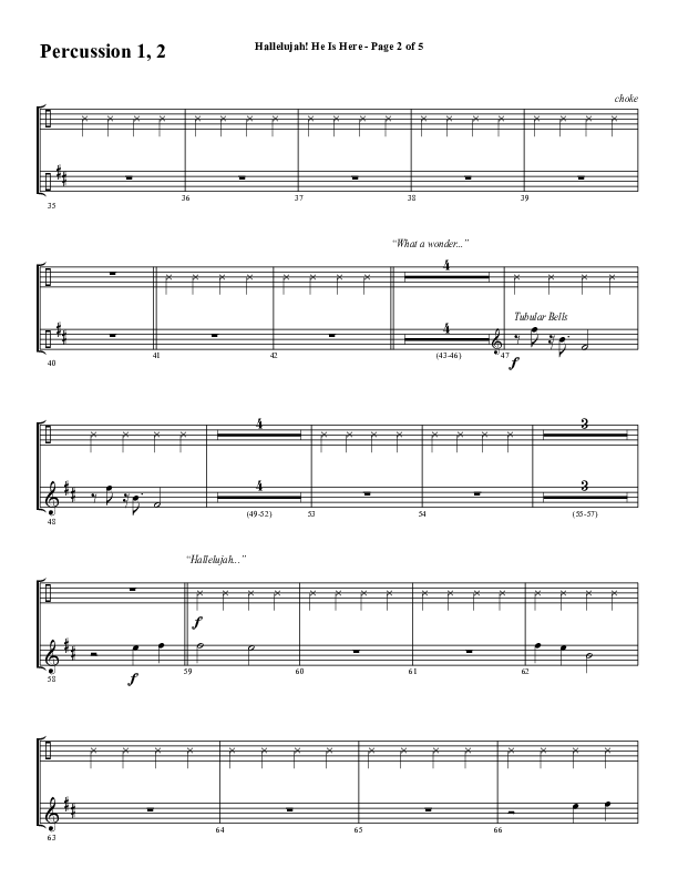Hallelujah He Is Here (Choral Anthem SATB) Percussion 1/2 (Word Music Choral / Arr. Joshua Spacht)