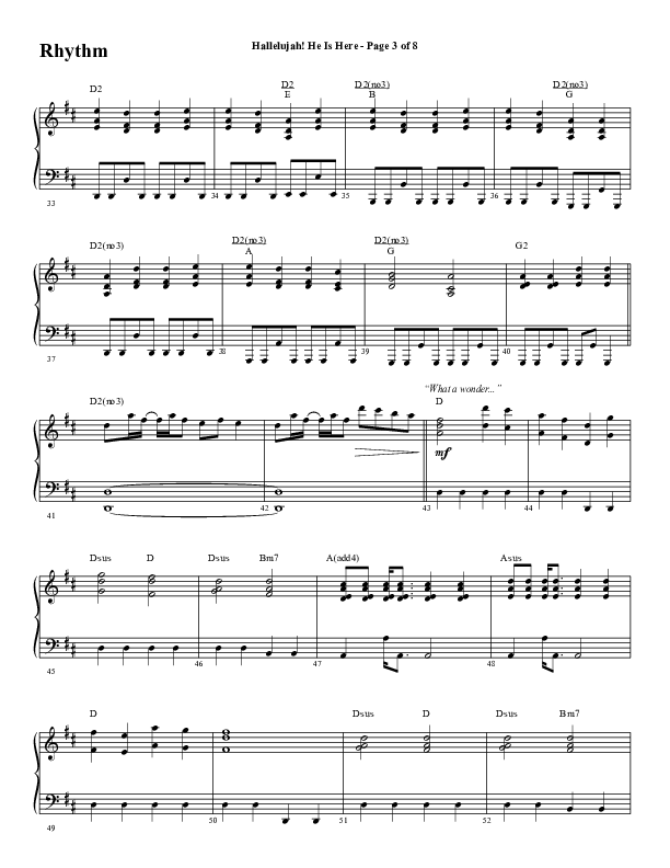 Hallelujah He Is Here (Choral Anthem SATB) Rhythm Chart (Word Music Choral / Arr. Joshua Spacht)