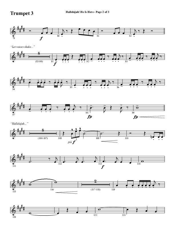 Hallelujah He Is Here (Choral Anthem SATB) Trumpet 3 (Word Music Choral / Arr. Joshua Spacht)