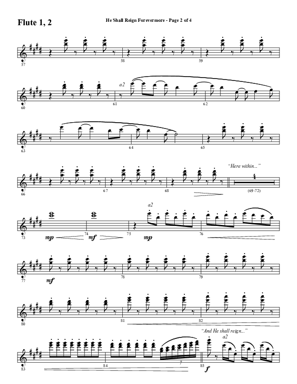 He Shall Reign Forevermore (Choral Anthem SATB) Flute 1/2 (Word Music Choral / Arr. Daniel Semsen)