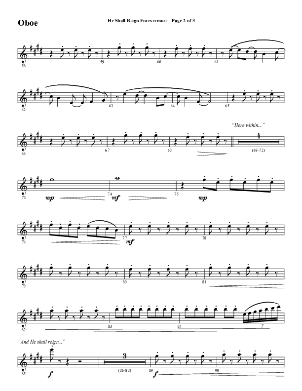 He Shall Reign Forevermore (Choral Anthem SATB) Oboe (Word Music Choral / Arr. Daniel Semsen)