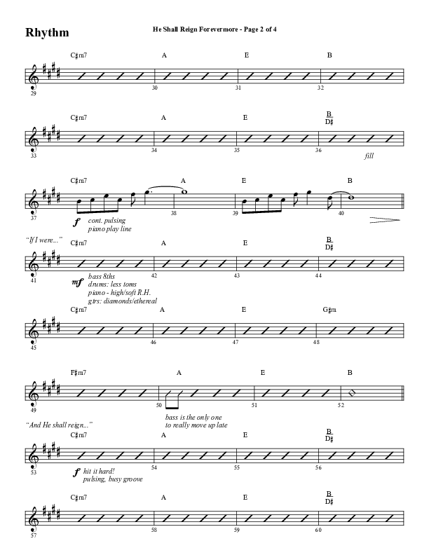 He Shall Reign Forevermore (Choral Anthem SATB) Rhythm Chart (Word Music Choral / Arr. Daniel Semsen)