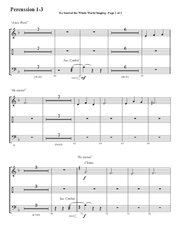 He Started The Whole World Singing (Choral Anthem SATB) Percussion 1/2 (Word Music Choral / Arr. Marty Parks)