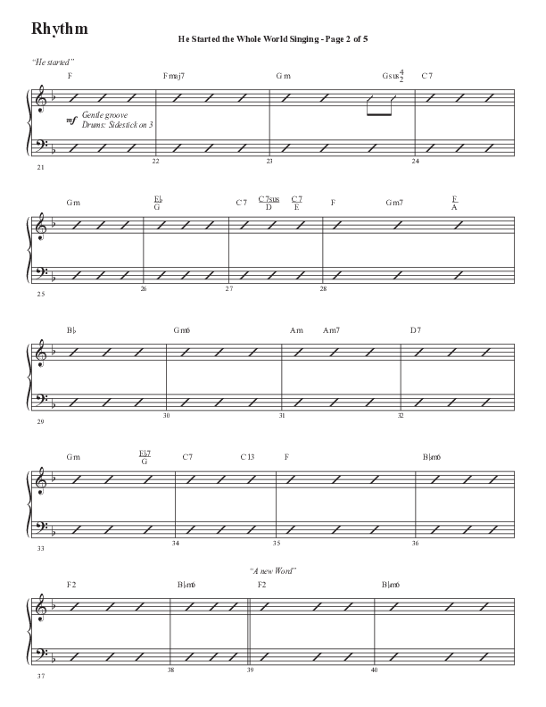 He Started The Whole World Singing (Choral Anthem SATB) Rhythm Chart (Word Music Choral / Arr. Marty Parks)
