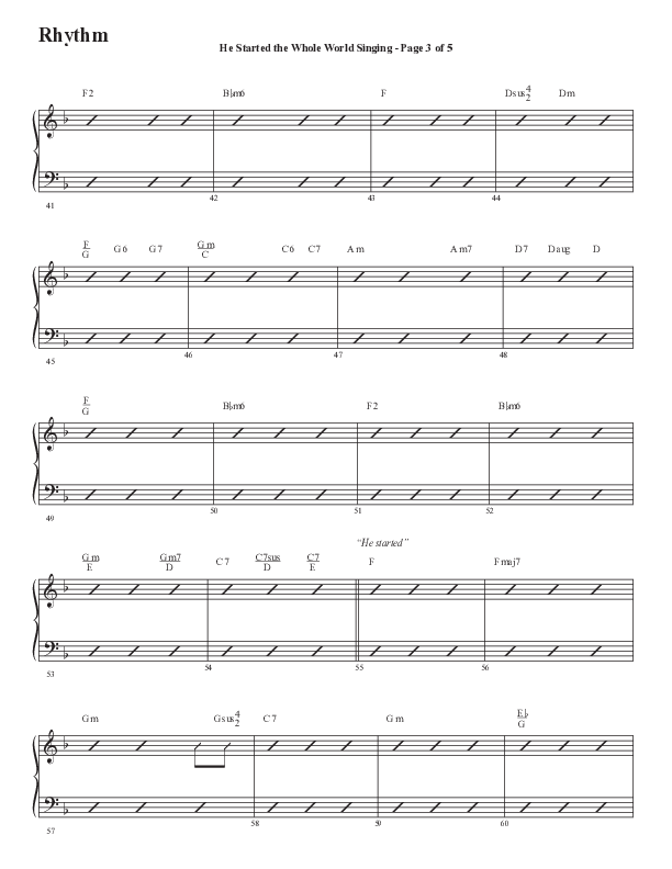 He Started The Whole World Singing (Choral Anthem SATB) Rhythm Chart (Word Music Choral / Arr. Marty Parks)